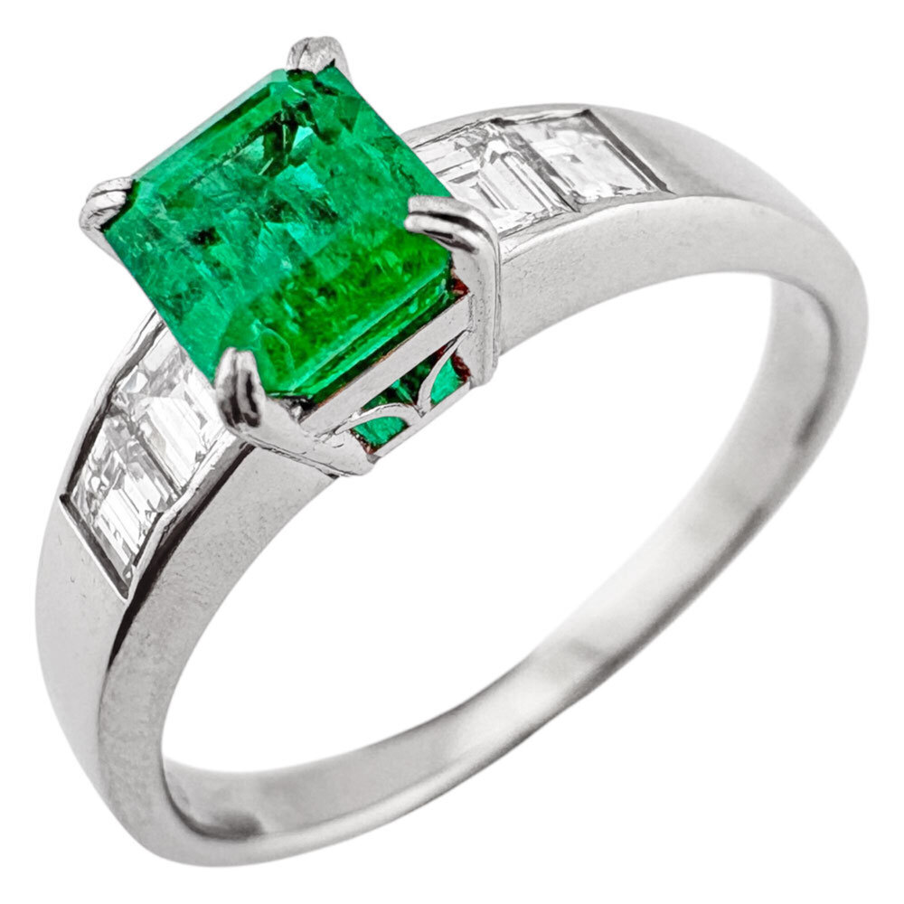 Christian Dior Ring, Dior, 1 Pt900 Platinum, Emerald 0.78ct, Diamond 0.40ct, ...